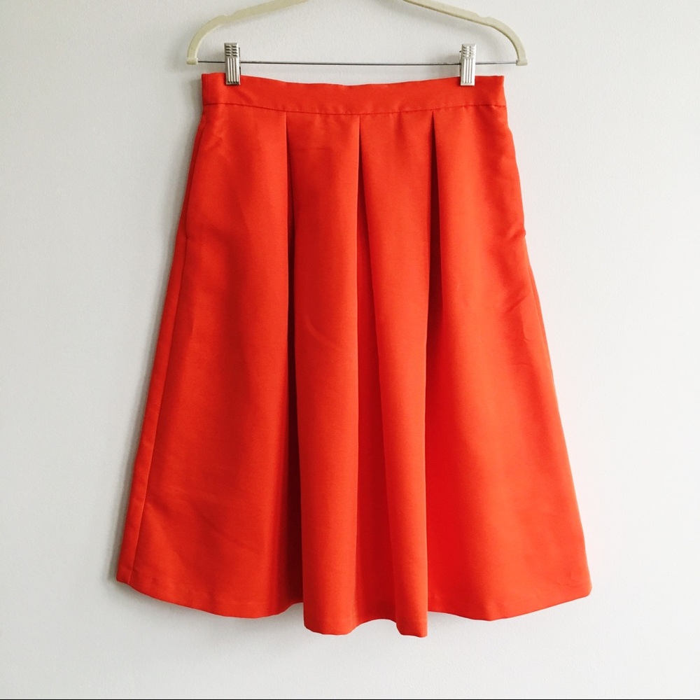 New York & Company Box Pleated Full Midi Skirt 8